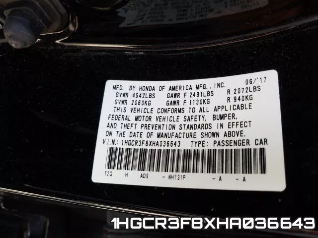 1HGCR3F8XHA036643 фото 2