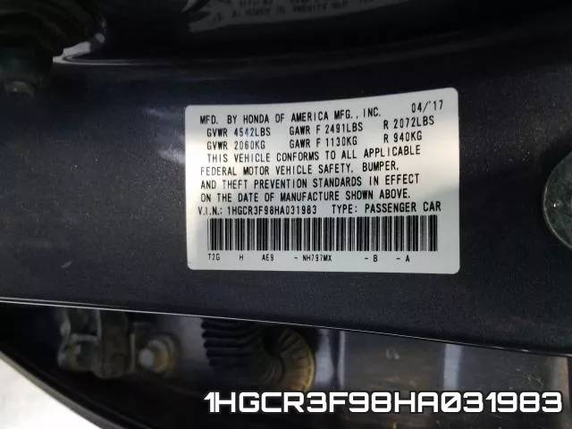 1HGCR3F98HA031983 фото 2