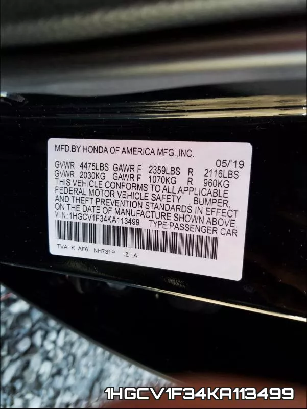 1HGCV1F34KA113499 фото 2