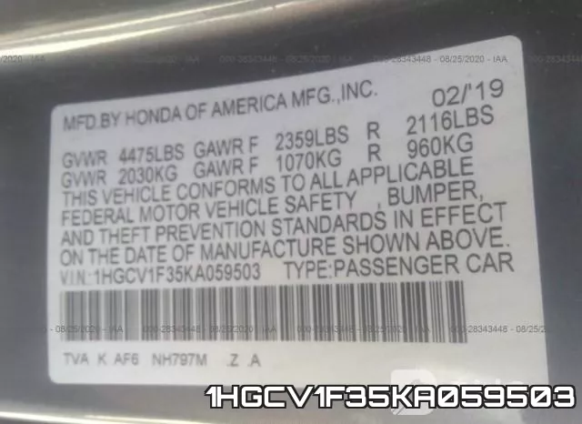1HGCV1F35KA059503 фото 10