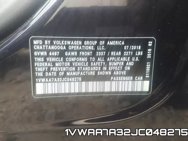 1VWAA7A32JC048275 фото 2