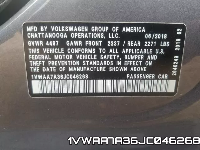 1VWAA7A36JC046268 фото 2