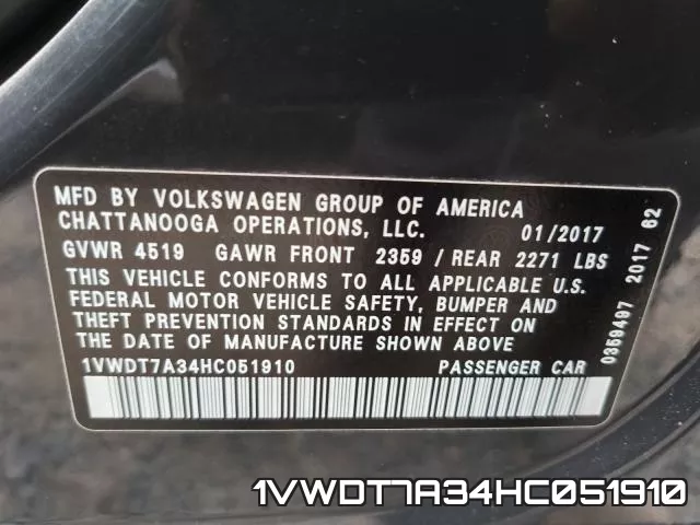 1VWDT7A34HC051910 фото 2