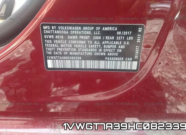 1VWGT7A39HC082339 фото 10