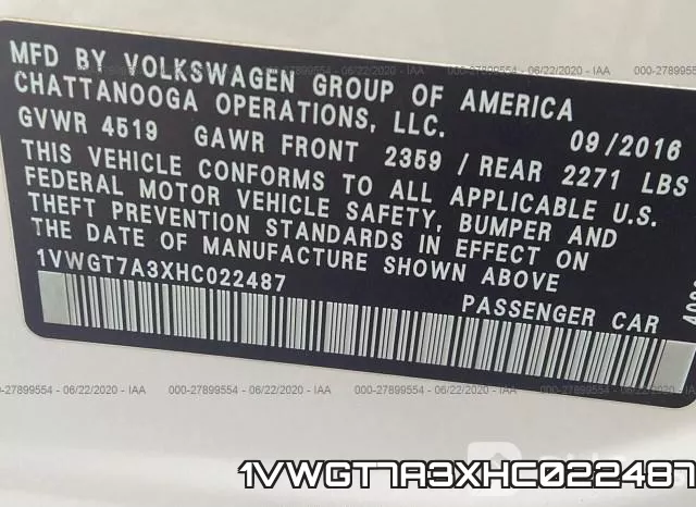 1VWGT7A3XHC022487 фото 10