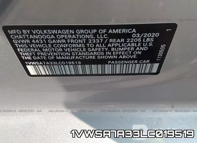 1VWSA7A33LC019519 фото 10