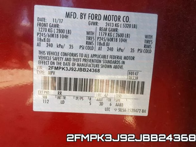 2FMPK3J92JBB24368 фото 2