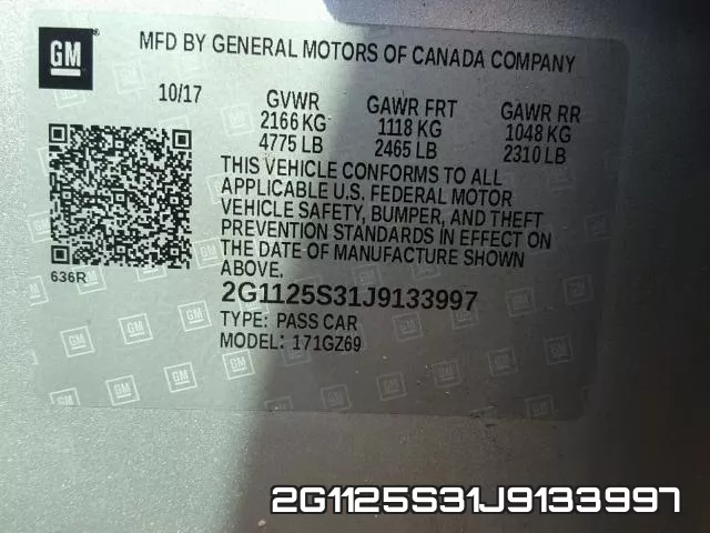 2G1125S31J9133997 фото 2