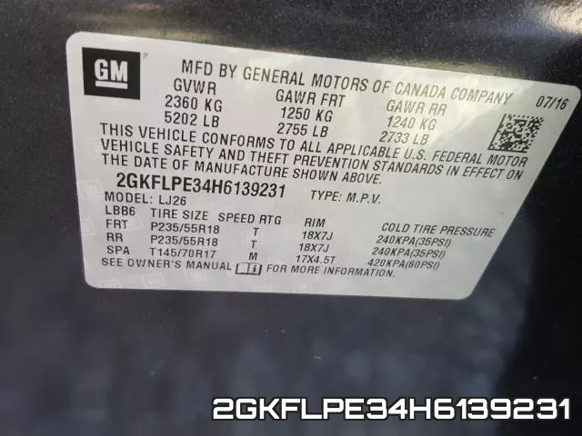 2GKFLPE34H6139231 фото 2
