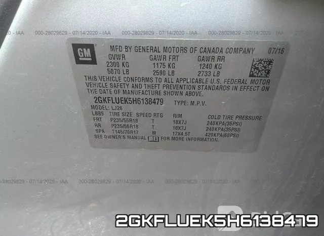 2GKFLUEK5H6138479 фото 10