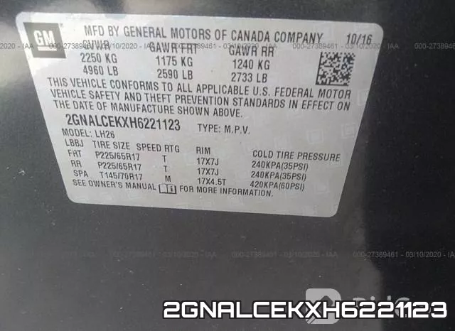 2GNALCEKXH6221123 фото 10