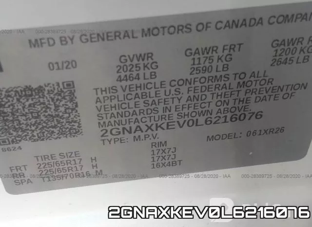 2GNAXKEV0L6216076 фото 10