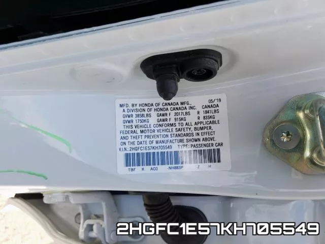 2HGFC1E57KH705549 фото 2