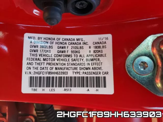 2HGFC1F89HH633903 фото 2