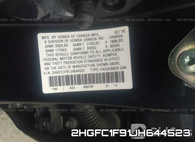 2HGFC1F91JH644523 фото 10