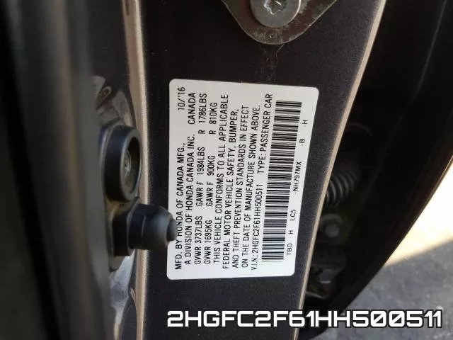 2HGFC2F61HH500511 фото 2