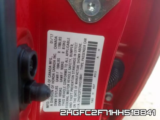 2HGFC2F71HH518841 фото 2