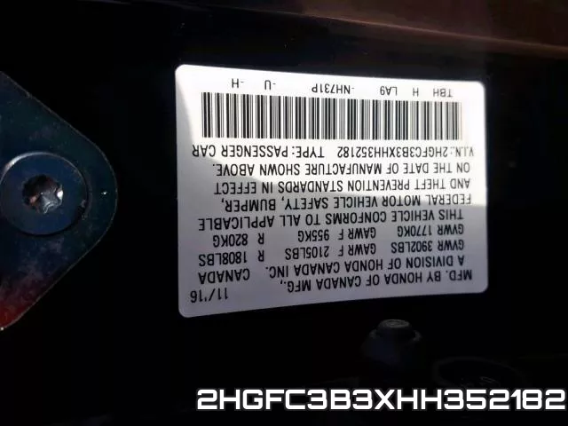 2HGFC3B3XHH352182 фото 2