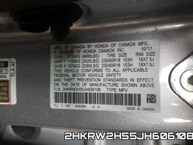 2HKRW2H55JH606108 фото 2