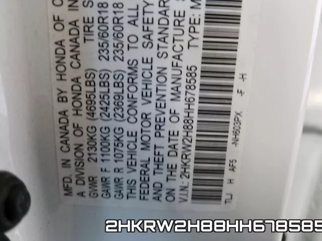 2HKRW2H88HH678585 фото 2