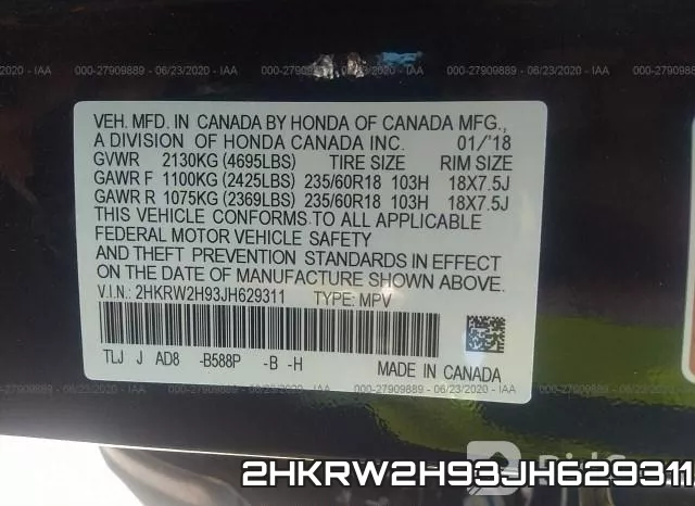 2HKRW2H93JH629311 фото 10