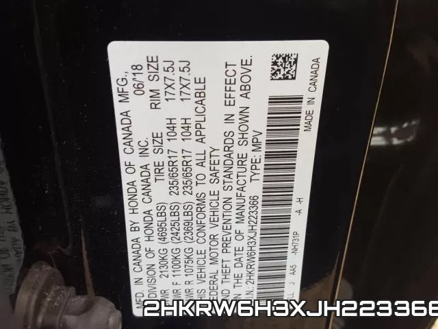 2HKRW6H3XJH223366 фото 2