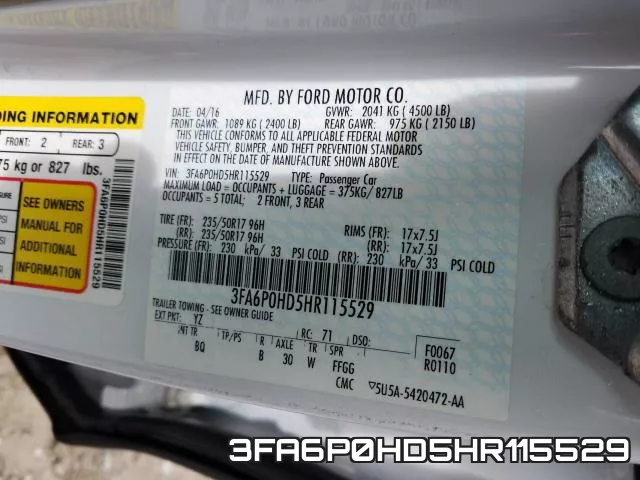 3FA6P0HD5HR115529 фото 2