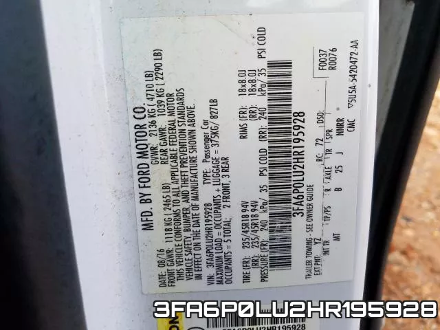 3FA6P0LU2HR195928 фото 2