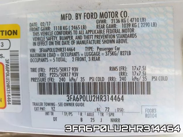 3FA6P0LU2HR314464 фото 2