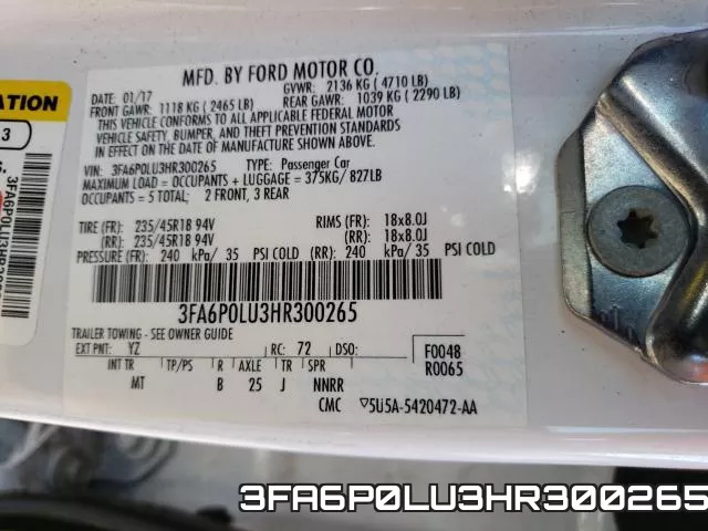 3FA6P0LU3HR300265 фото 2