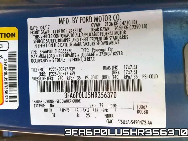 3FA6P0LU5HR356370 фото 2