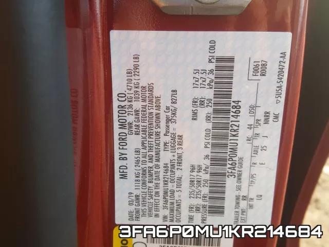 3FA6P0MU1KR214684 фото 2