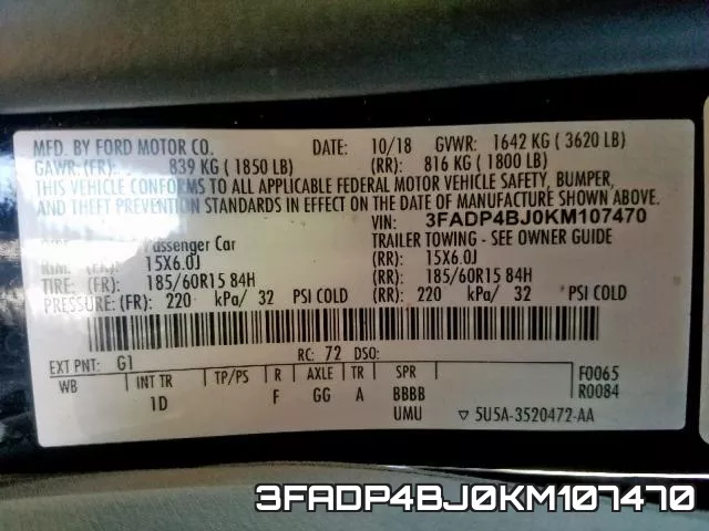 3FADP4BJ0KM107470 фото 2