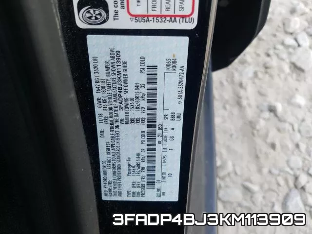 3FADP4BJ3KM113909 фото 2