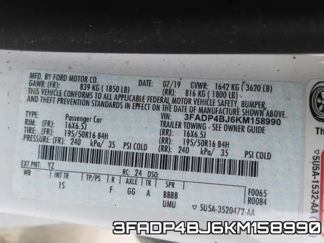 3FADP4BJ6KM158990 фото 2
