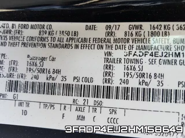 3FADP4EJ2HM158649 фото 2