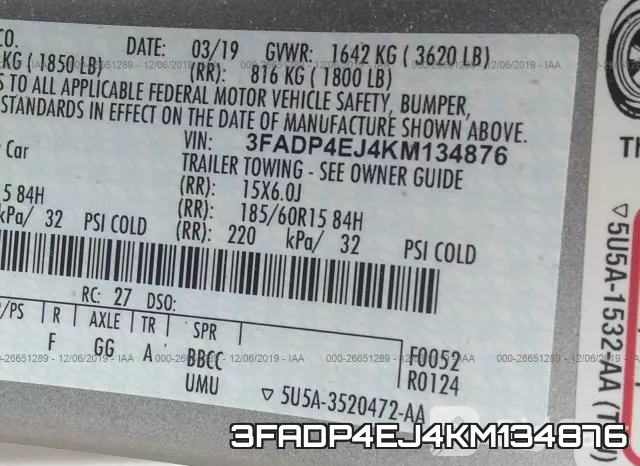 3FADP4EJ4KM134876 фото 10