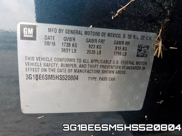 3G1BE6SM5HS520804 фото 2