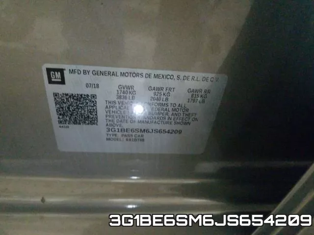 3G1BE6SM6JS654209 фото 2