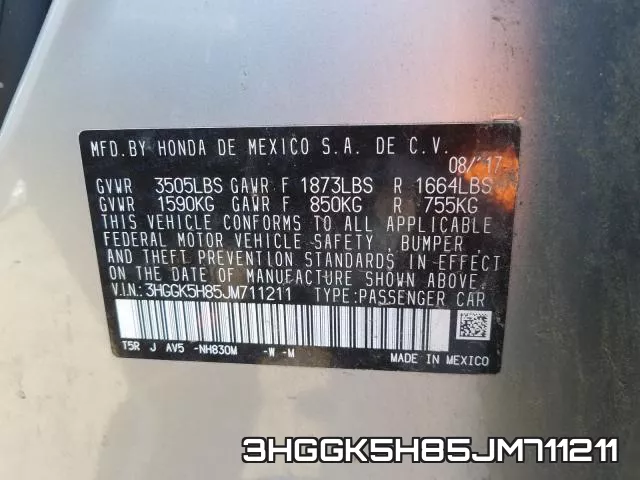 3HGGK5H85JM711211 фото 2