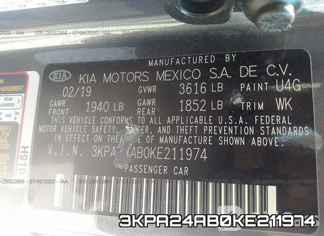 3KPA24AB0KE211974 фото 10