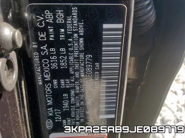3KPA25AB9JE089779 фото 2
