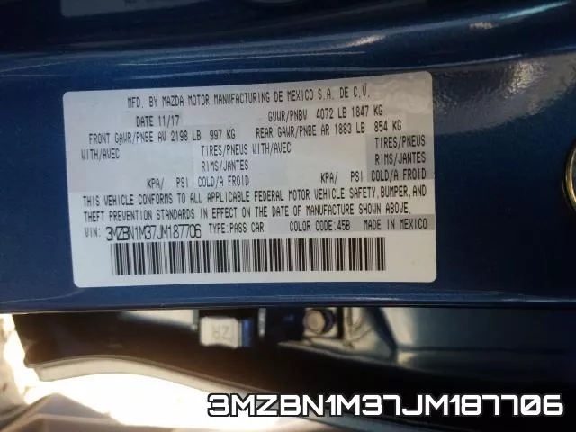3MZBN1M37JM187706 фото 2