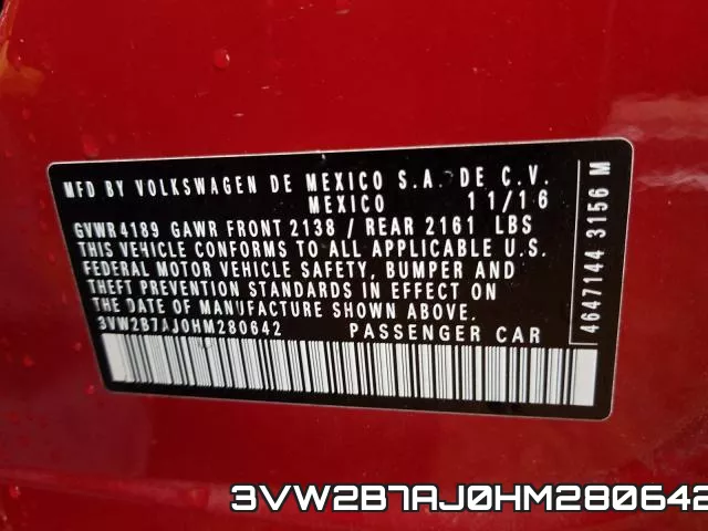3VW2B7AJ0HM280642 фото 2