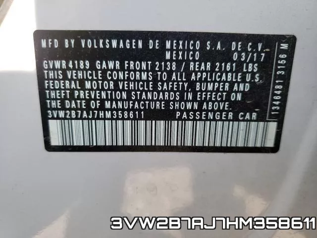 3VW2B7AJ7HM358611 фото 2