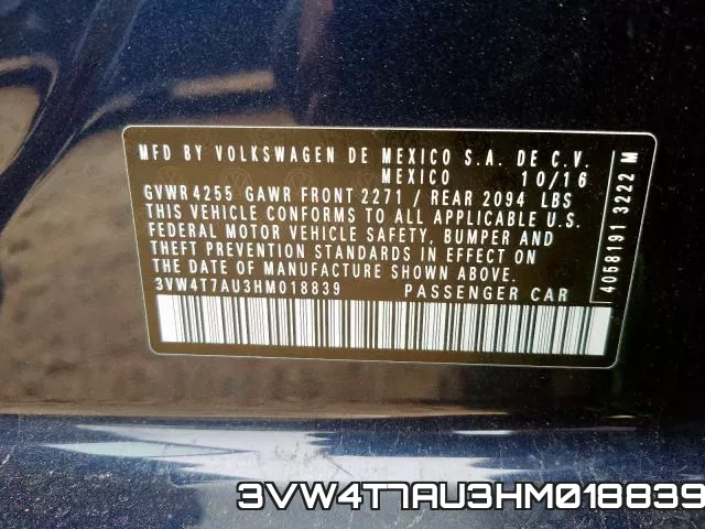 3VW4T7AU3HM018839 фото 2