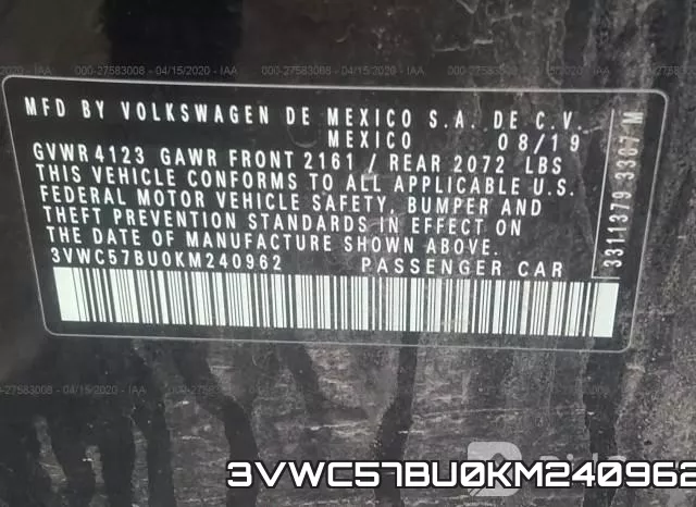 3VWC57BU0KM240962 фото 10