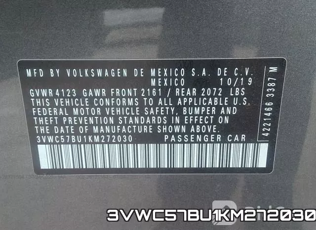 3VWC57BU1KM272030 фото 10