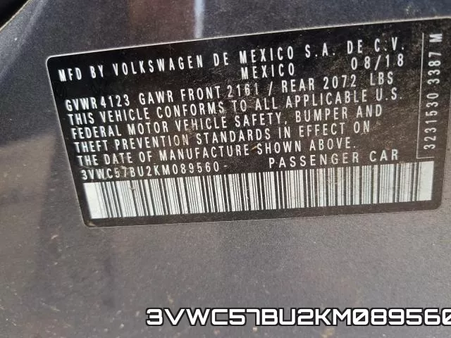 3VWC57BU2KM089560 фото 2