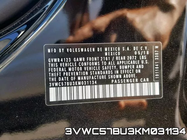 3VWC57BU3KM031134 фото 2